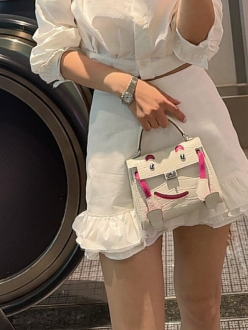 Kooky Doll Face Mini Bag - Unique Genuine Leather Kelly Style